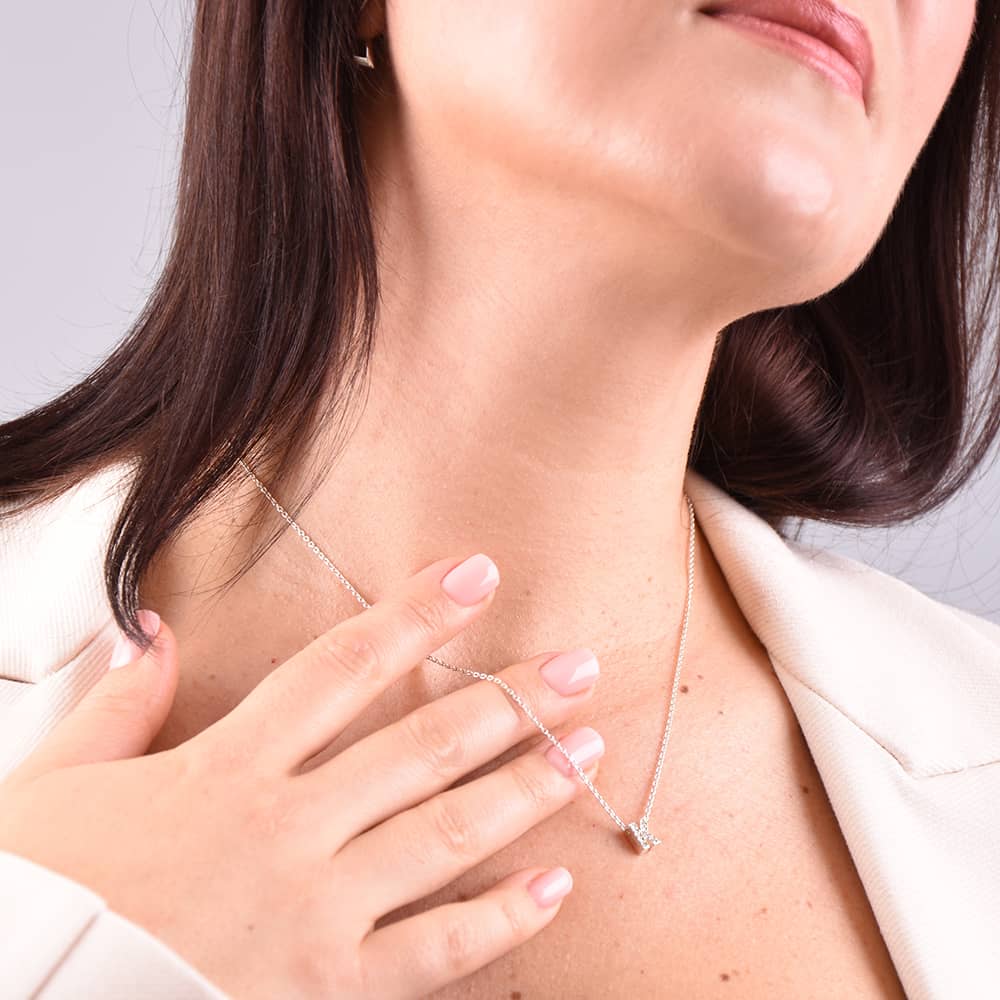 Срібне кольє з літерою К (1103-К) - 3