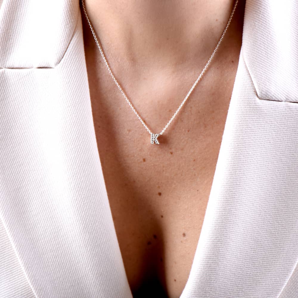 Срібне кольє з літерою К (1103-К) - 2