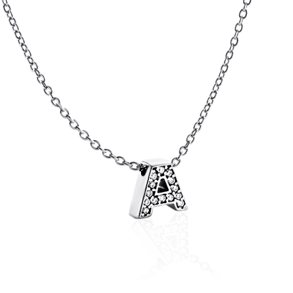 Срібне кольє з літерою А (1103-А) - 1