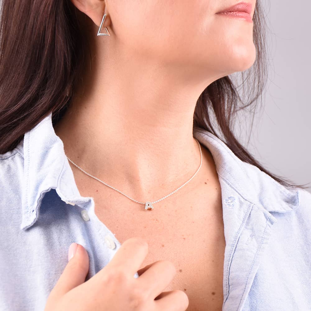 Срібне кольє з літерою А (1103-А) - 2