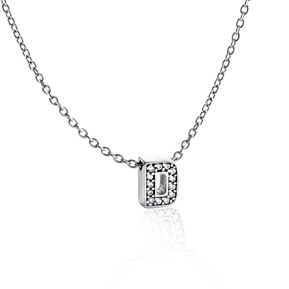 Срібне кольє з літерою D (1103-D) - 1