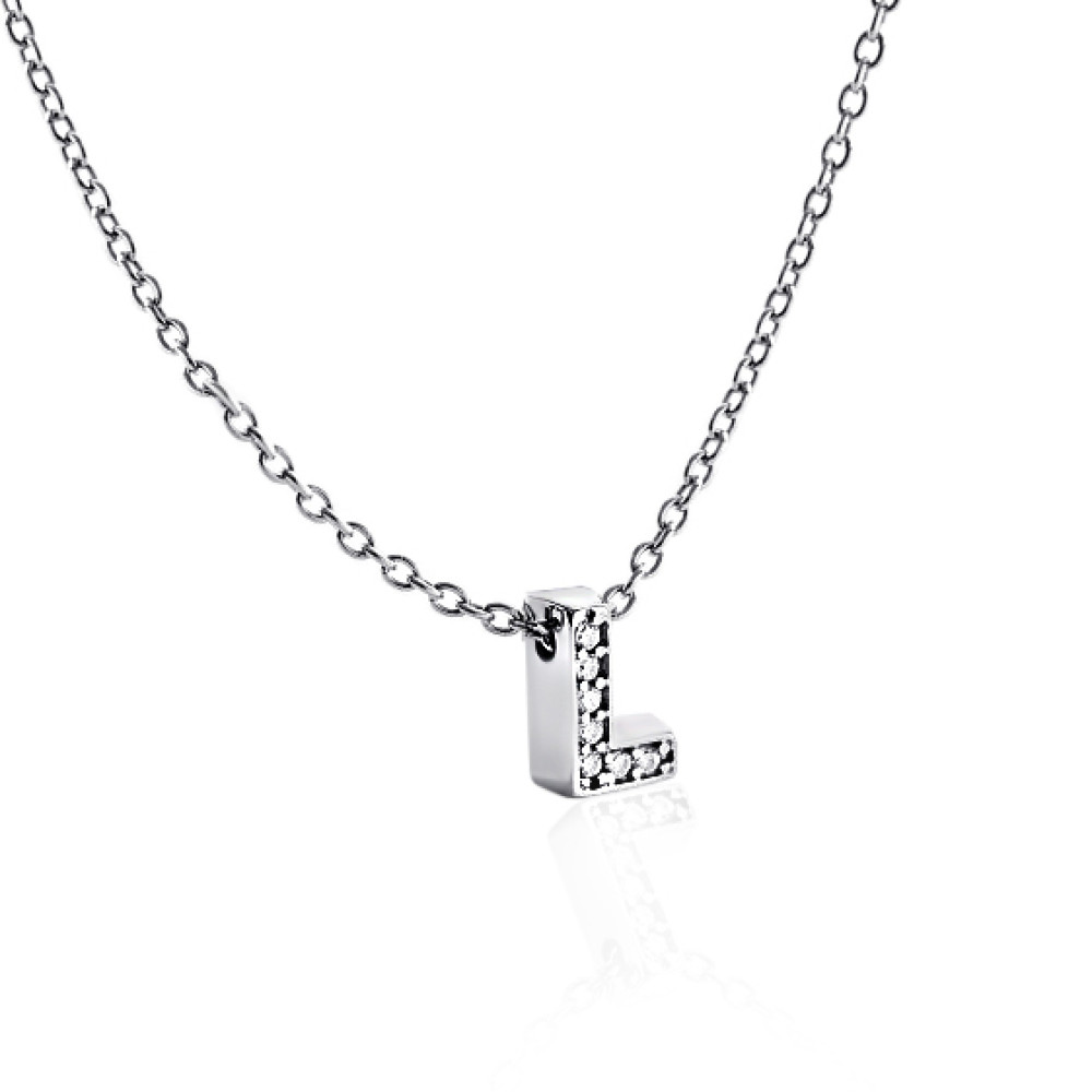 Срібне кольє з літерою L (1103-L) - 1