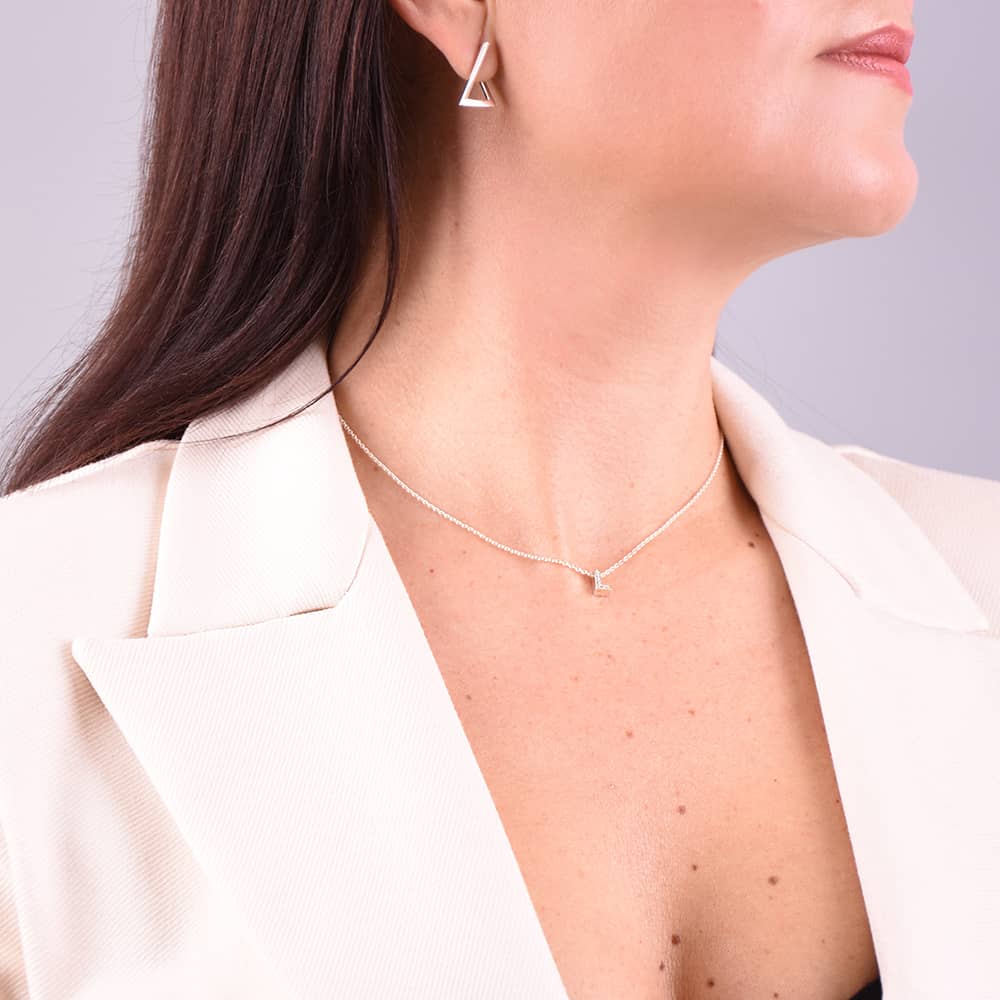 Срібне кольє з літерою L (1103-L) - 3