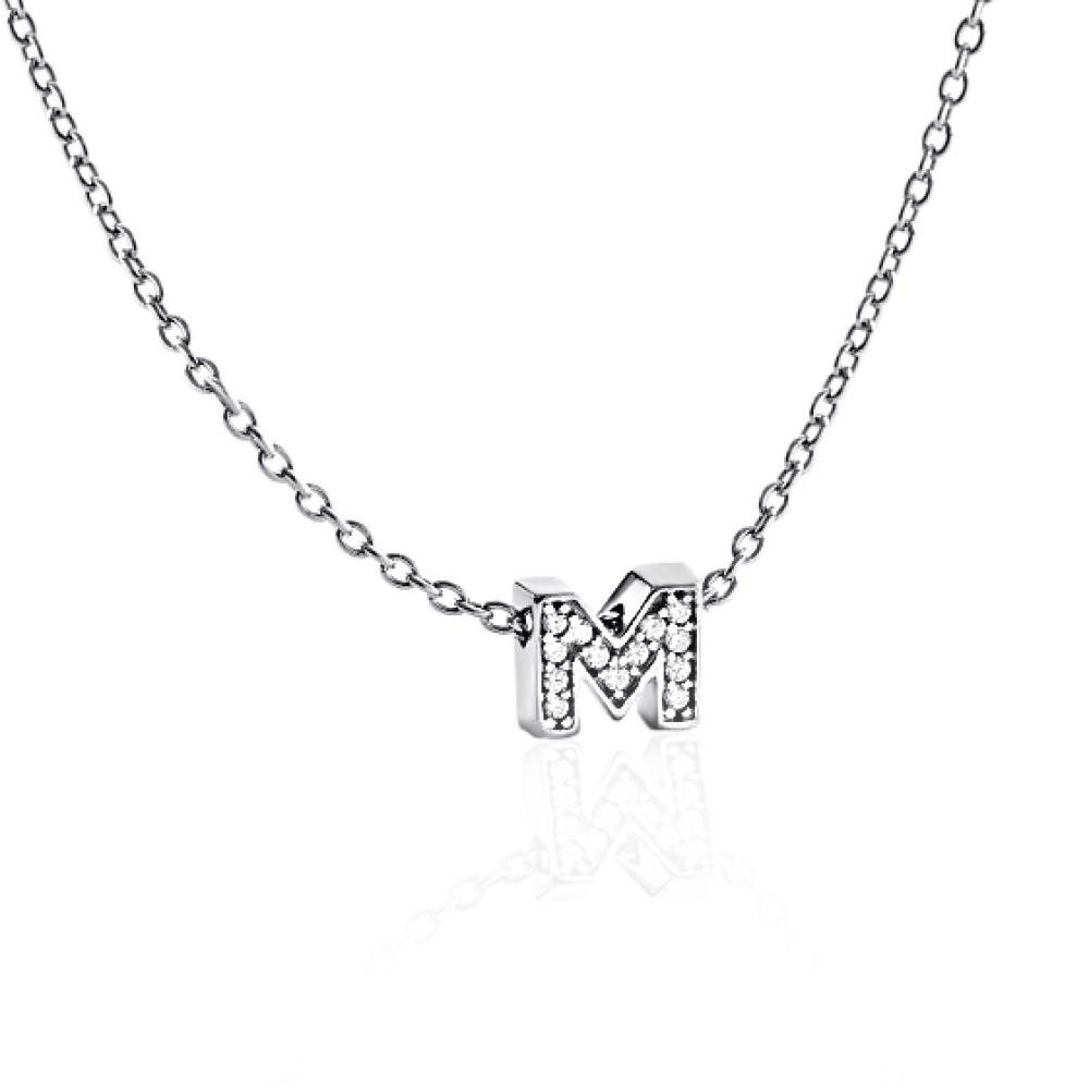 Срібне кольє з літерою М (1103-М) - 1