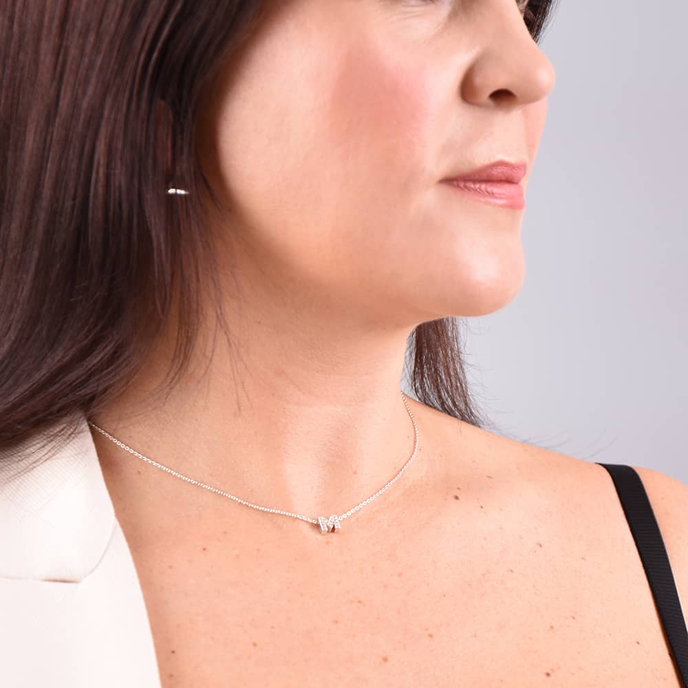 Срібне кольє з літерою М (1103-М) - 4