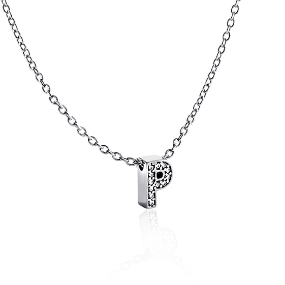 Срібне кольє з літерою Р (1103-Р) - 1