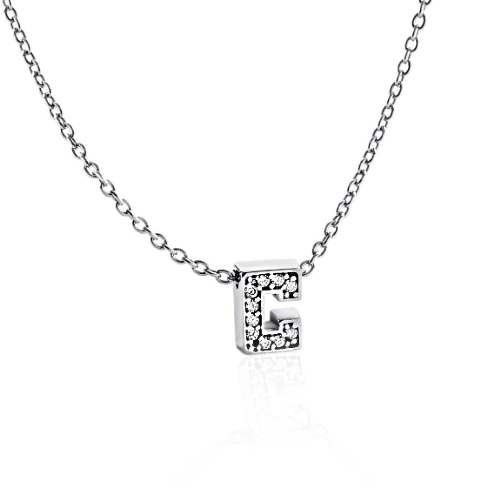 Срібне кольє з літерою С (1103-С) - 1