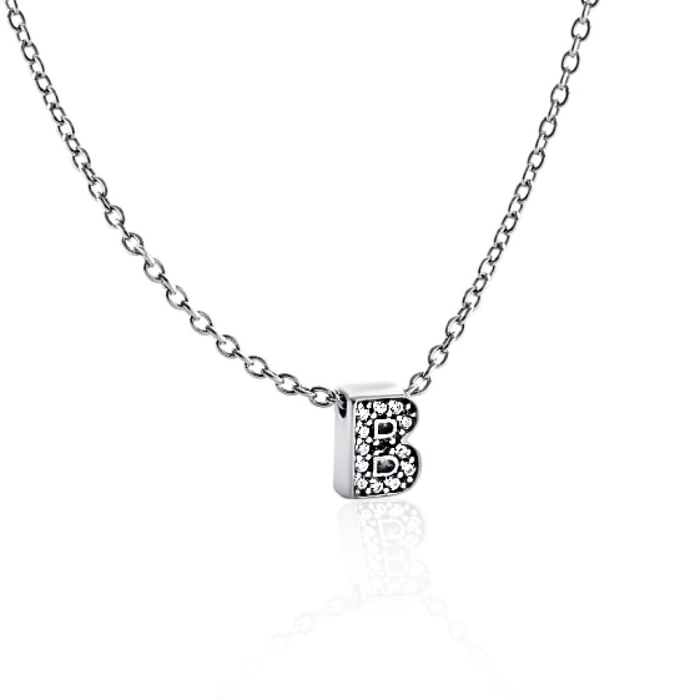 Срібне кольє з літерою В (1103-В) - 1
