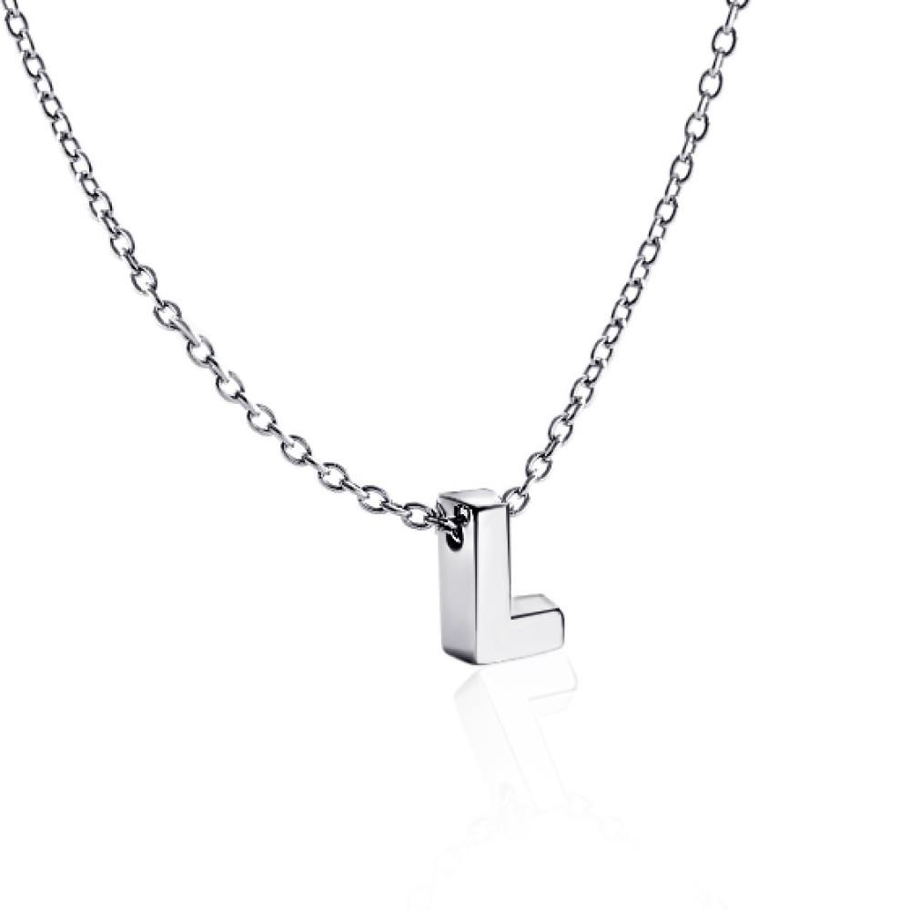 Срібне кольє з літерою L (1105-L) - 1
