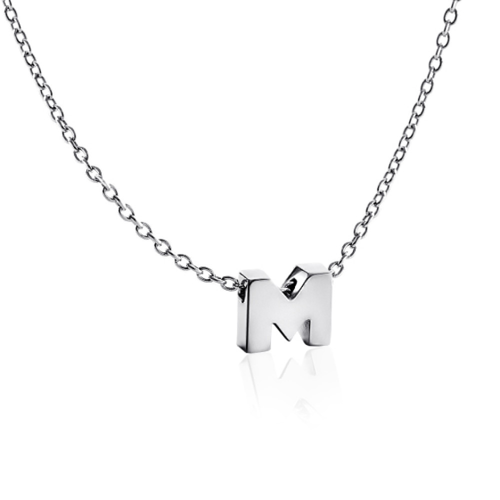 Срібне кольє з літерою М (1105-М) - 1