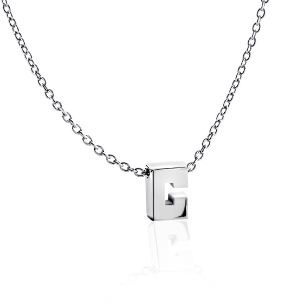 Срібне кольє з літерою С (1105-С) - 1