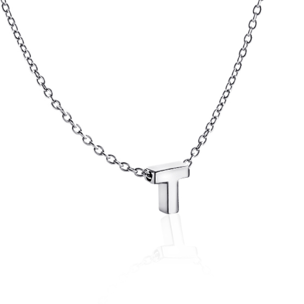 Срібне кольє з літерою Т (1105-Т) - 1