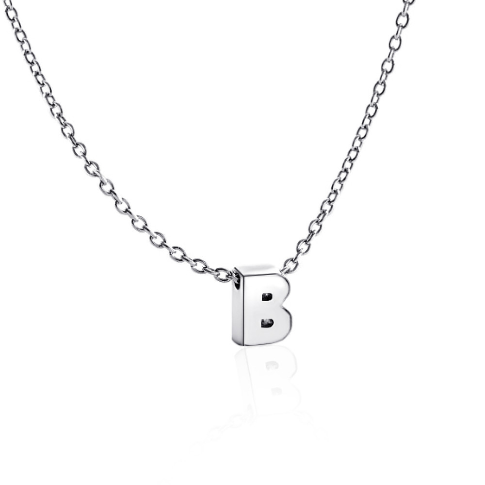 Срібне кольє з літерою В (1105-В) - 1