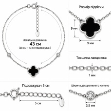 Серебряное колье Клевер с ониксом и фианитами (1121) - 2