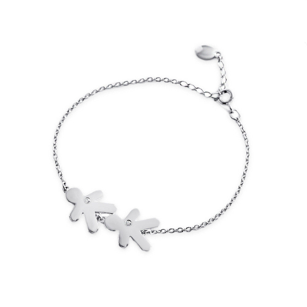 Срібний браслет два хлопчика (2082) - 1