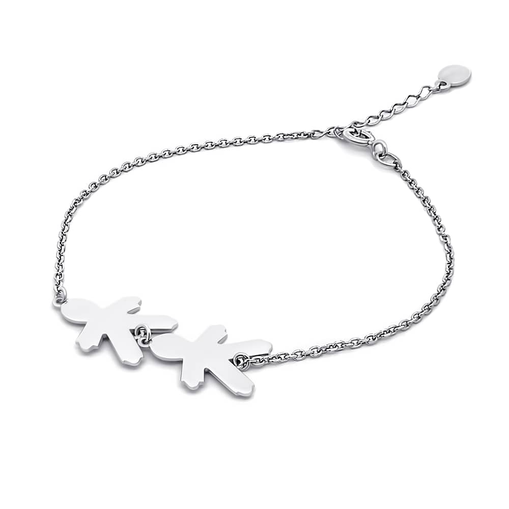 Срібний браслет два хлопчика (2089) - 1