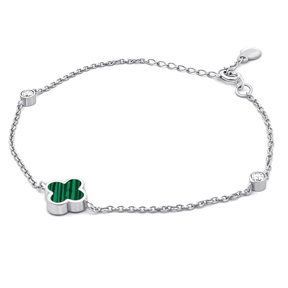 Срібний браслет Конюшина з малахітом (2097.1) - 1