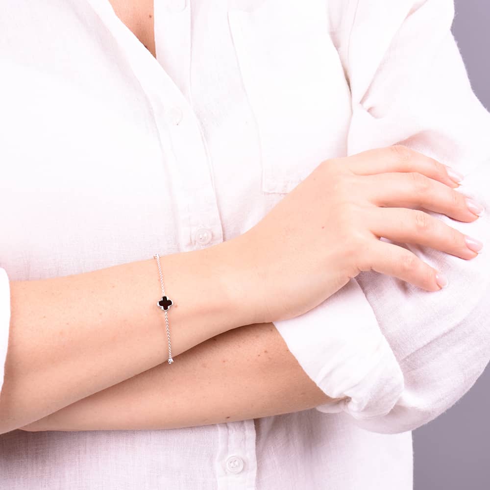 Срібний браслет Конюшина з червоним агатом (2097.4) - 3