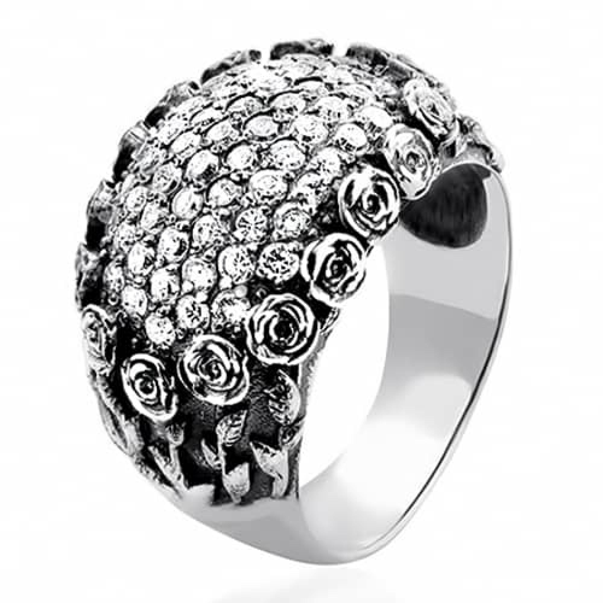 Серебряное кольцо Букет роз (3827)