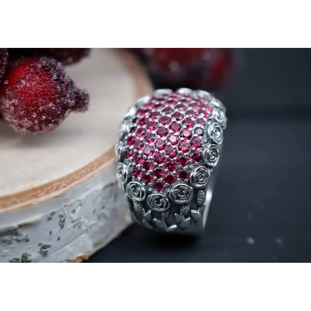 Срібна каблучка Букет троянд (3827) - 4