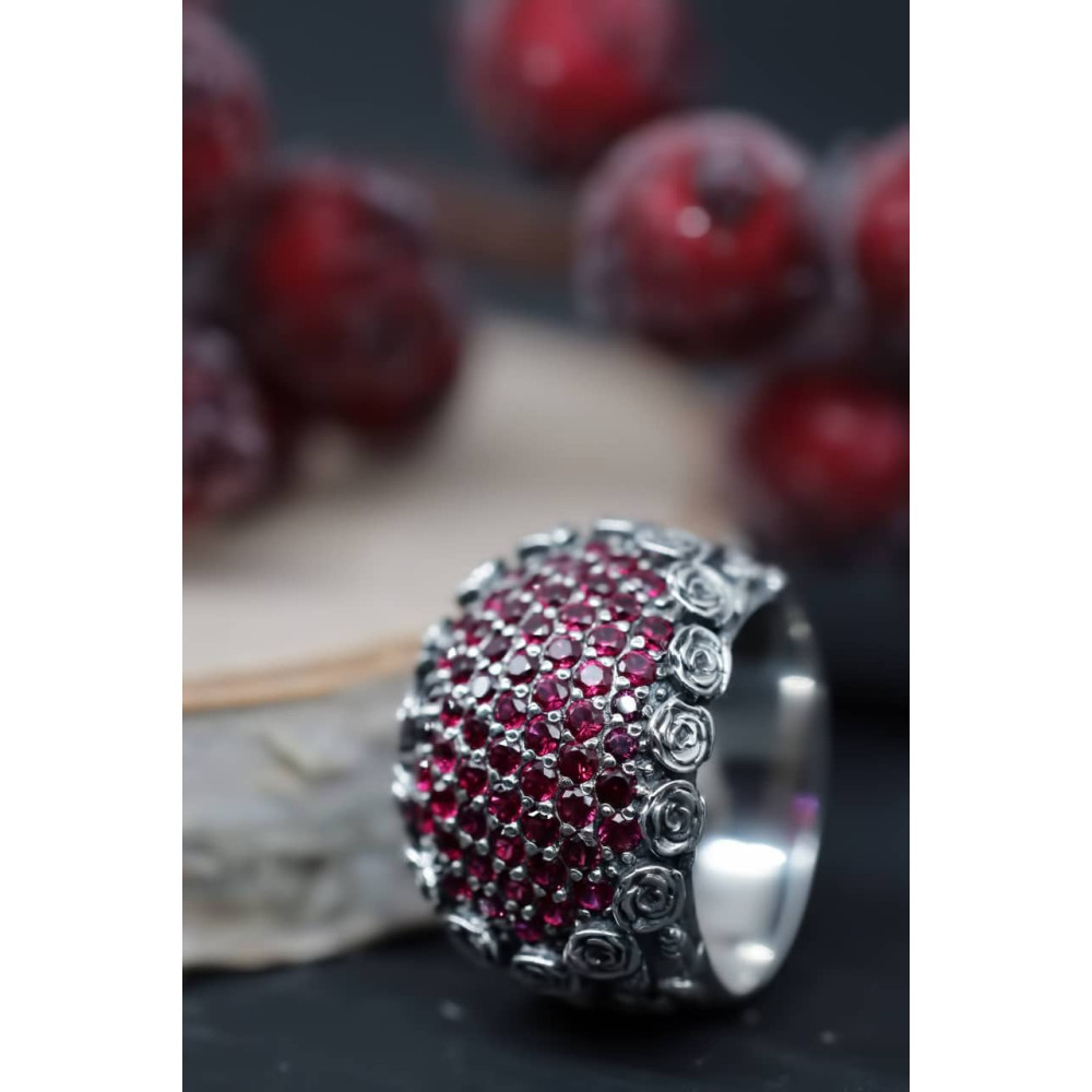 Срібна каблучка Букет троянд (3827) - 3