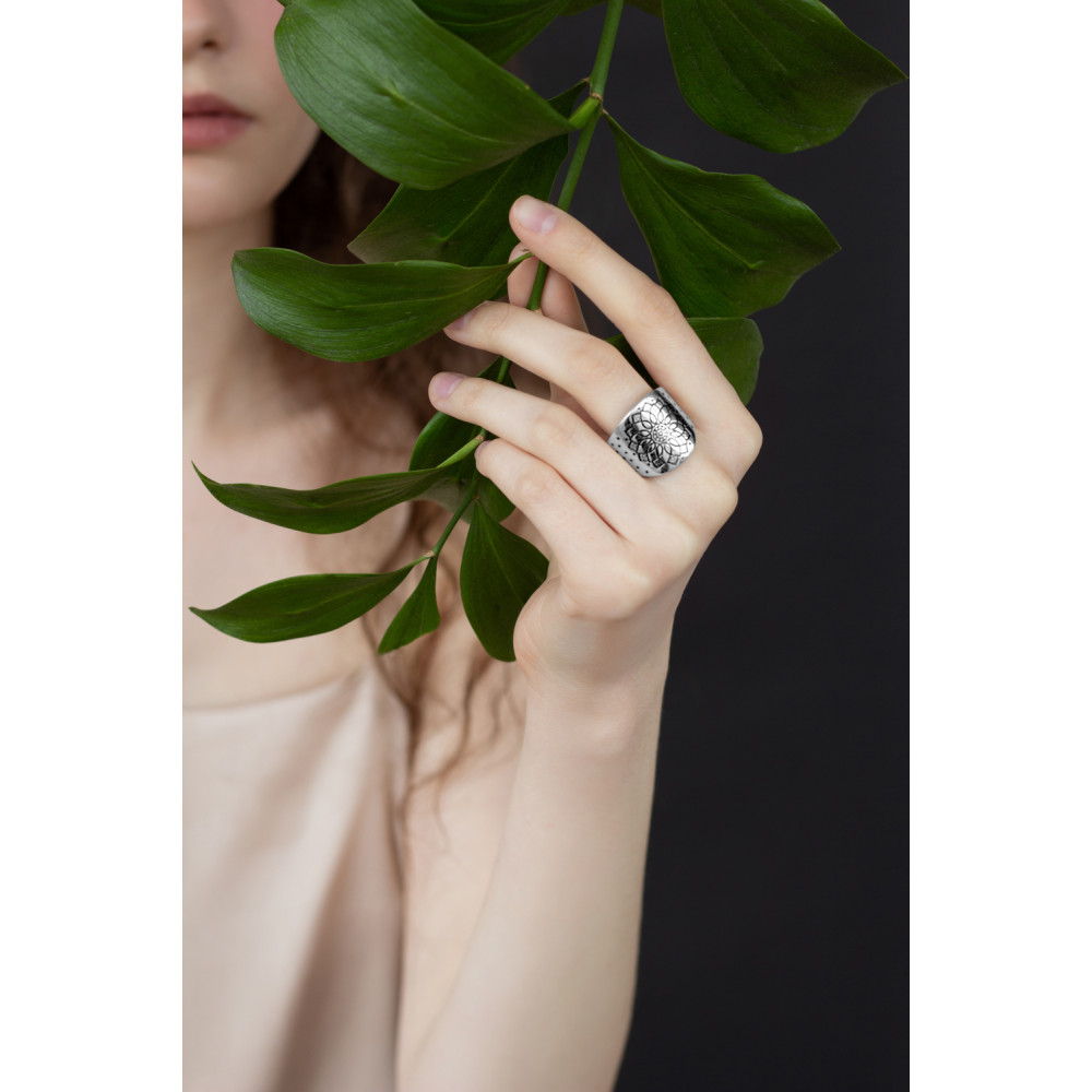 Срібна каблучка Сонце ацтеків (3852) - 6