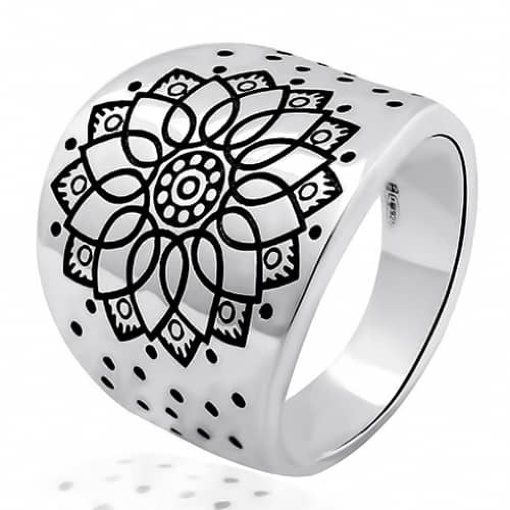 Срібна каблучка Сонце ацтеків (3852) - 1