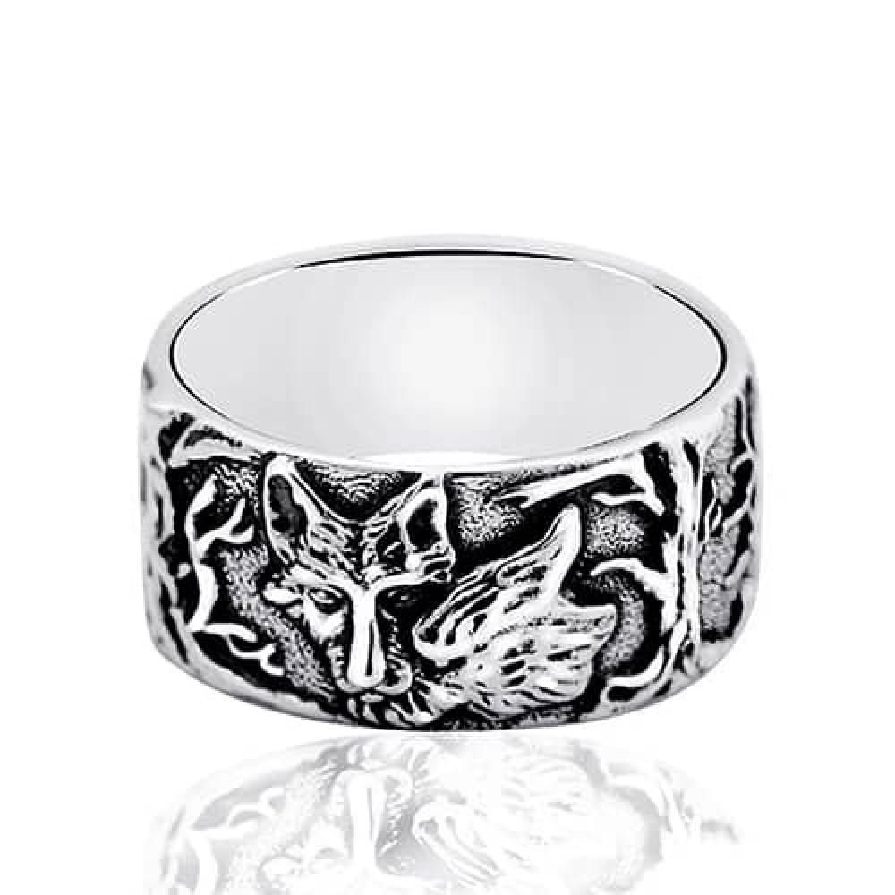 Срібна каблучка Вовча ніжність (3858) - 1