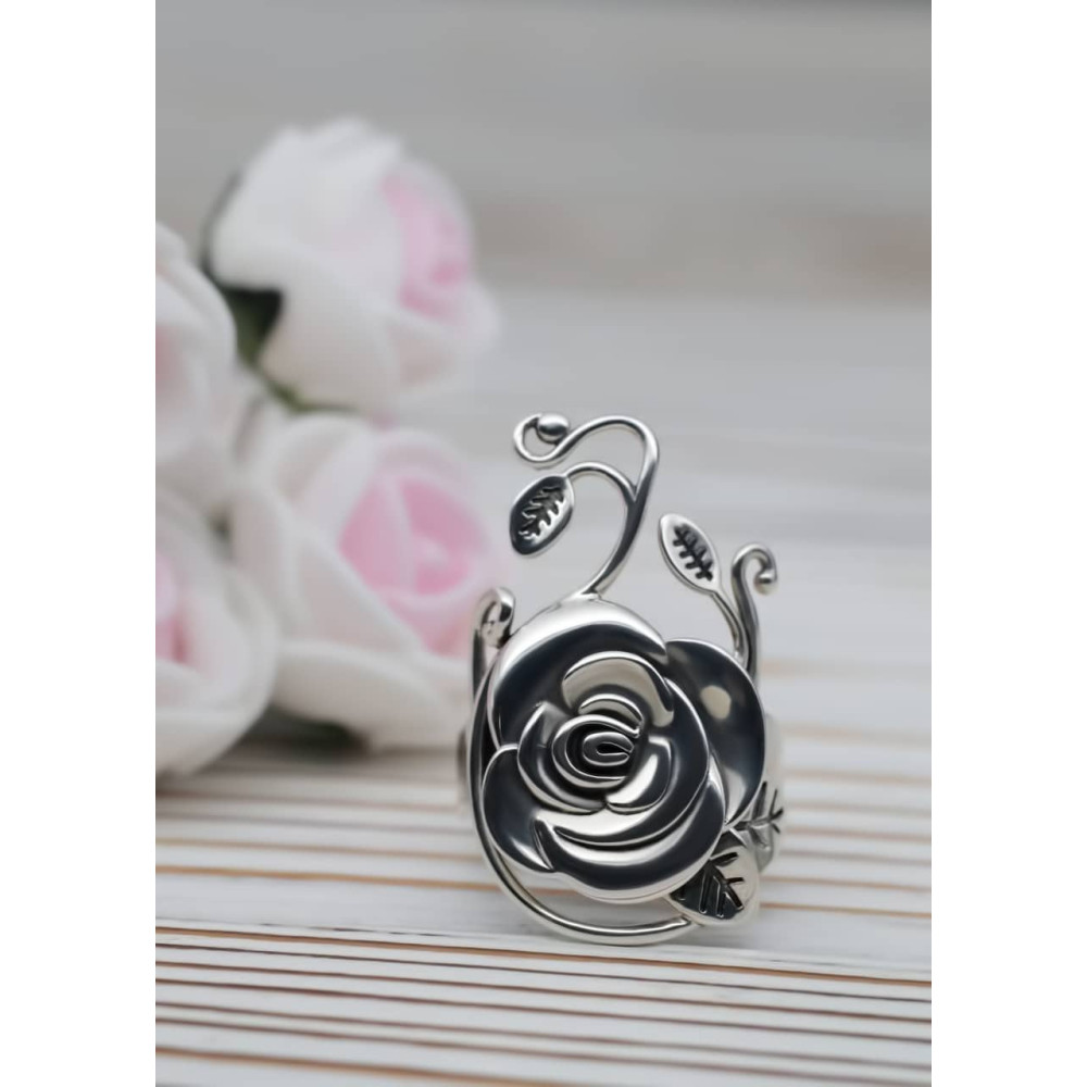 Срібна каблучка Троянда (3862) - 8