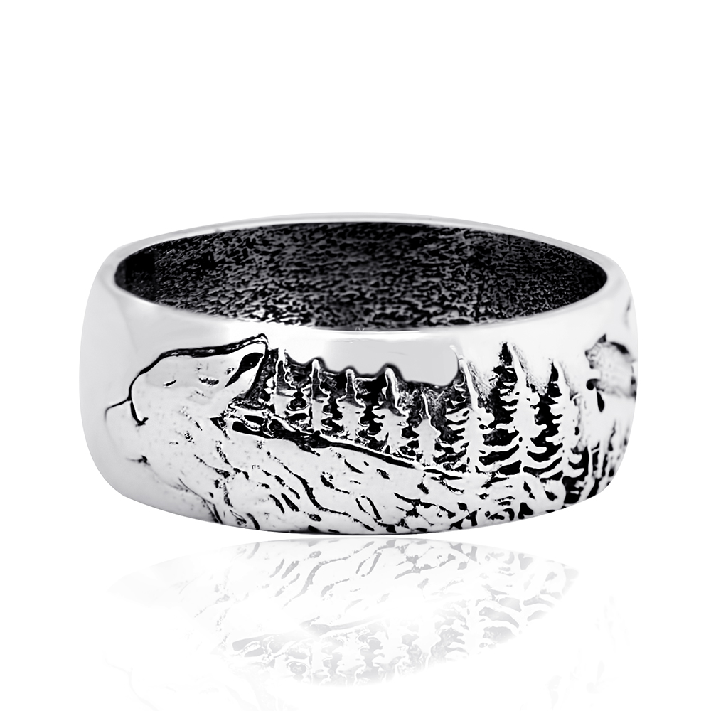 Срібна каблучка Вовки (3870) - 1