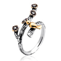 Срібна каблучка Пташка на гілці з позолотою (3873) Рекомендації для вас