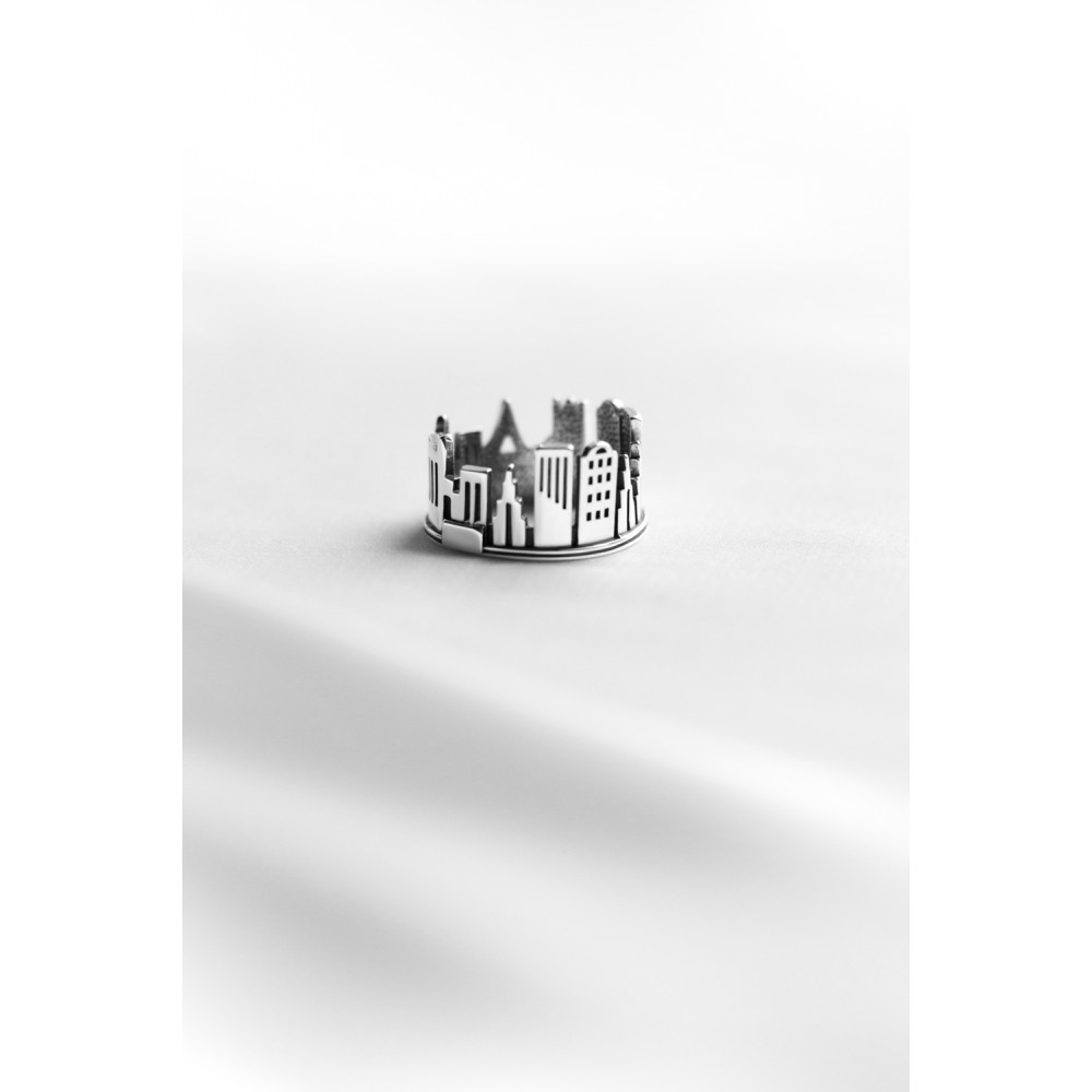 Безрозмірна срібна каблучка Місто (3937) - 3