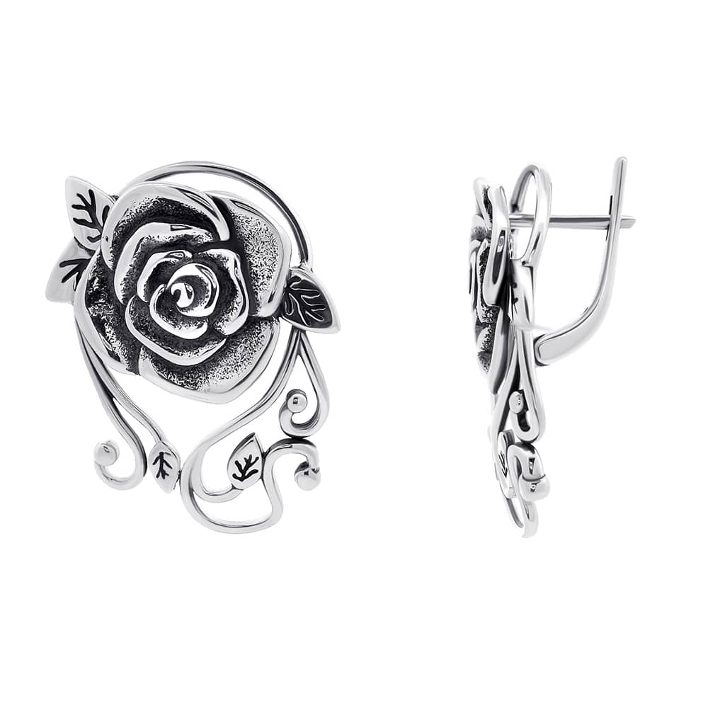 Срібні сережки Троянди (40005) - 4
