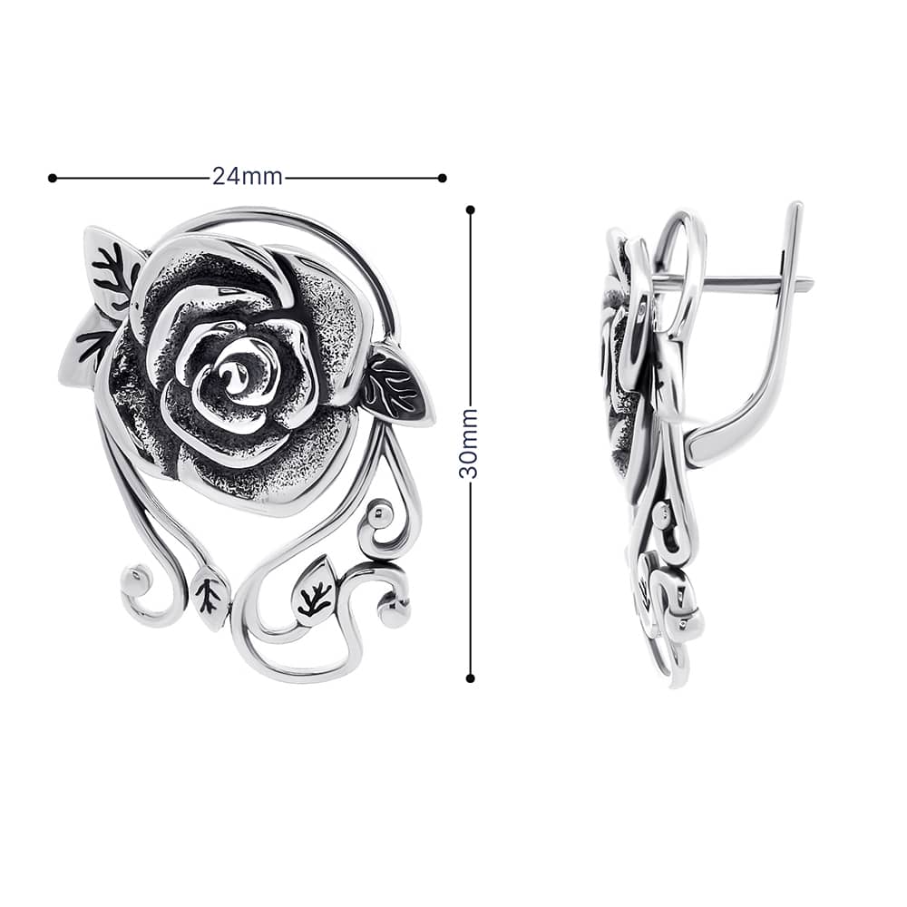 Срібні сережки Троянди (40005) - 5