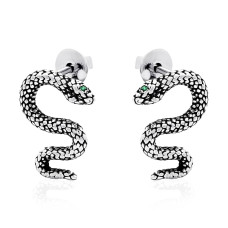 Срібні сережки-гвоздики Змія (40019)