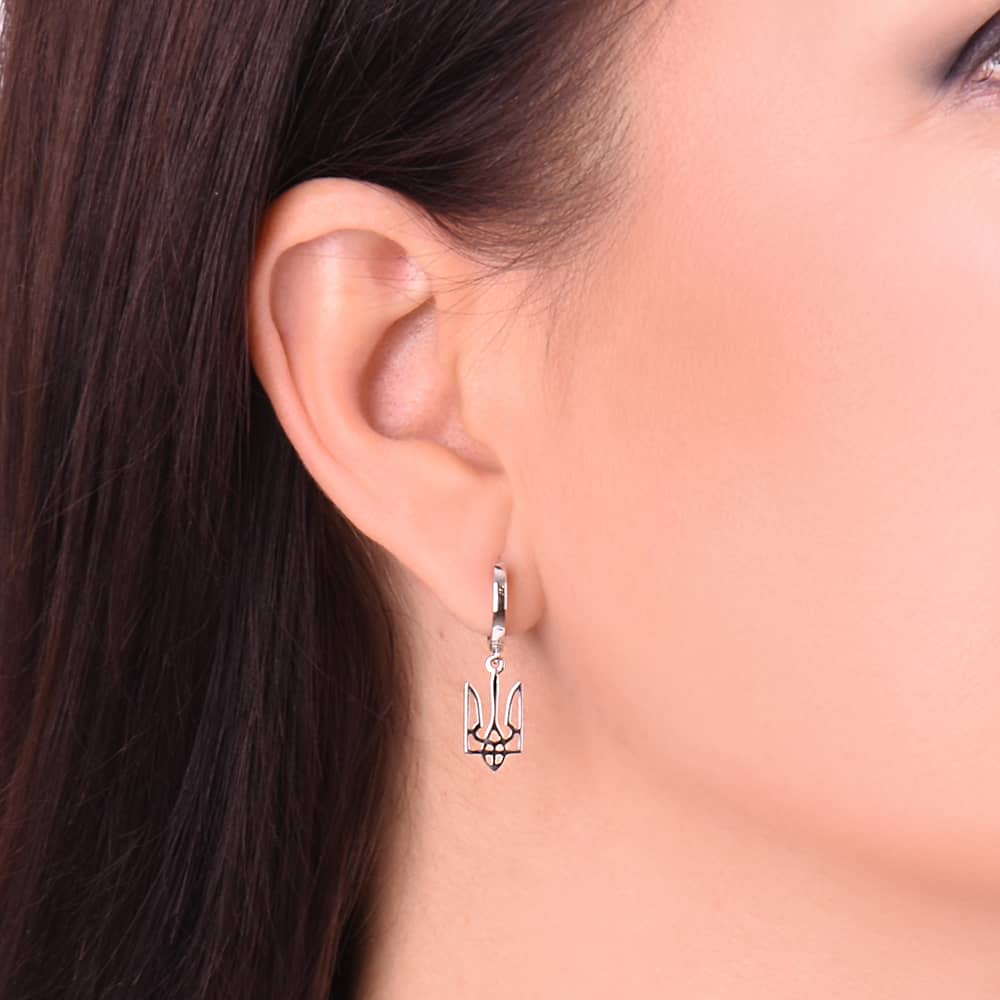 Срібні сережки Тризуб (40024) - 2