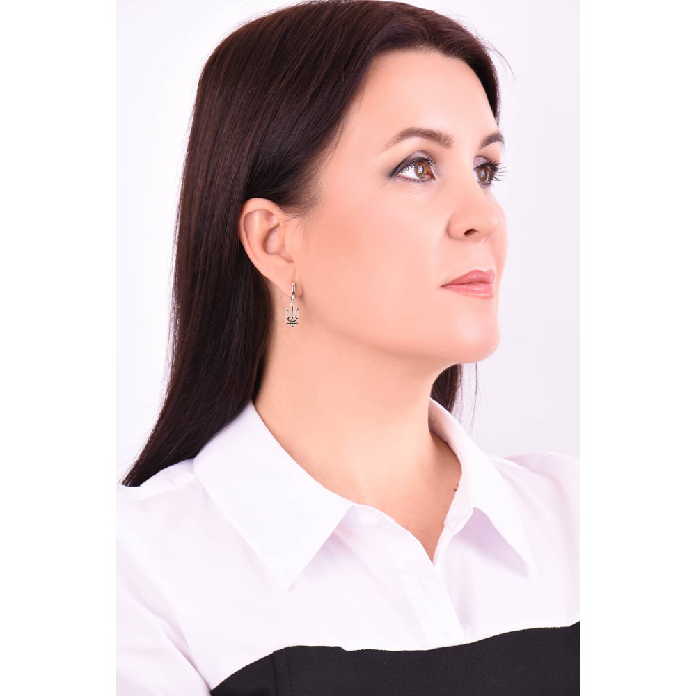 Срібні сережки Тризуб (40024) - 3