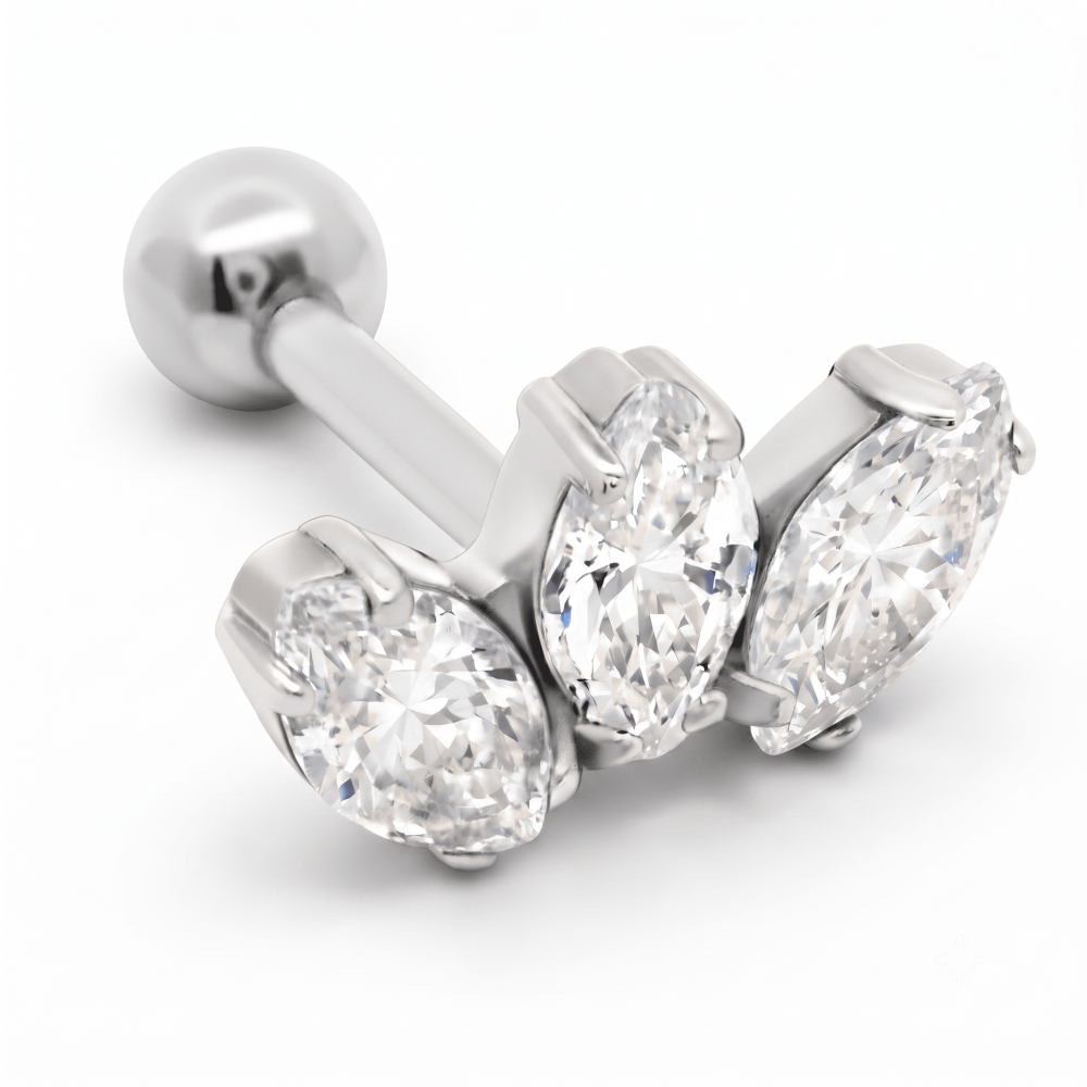 Сережка для хеліксу з білого золота (з40034) - 8