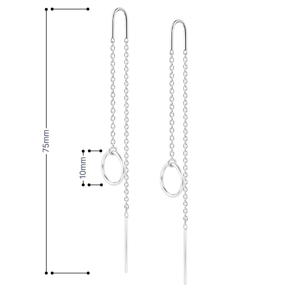 Срібні сережки-протяжки (40042) - 5