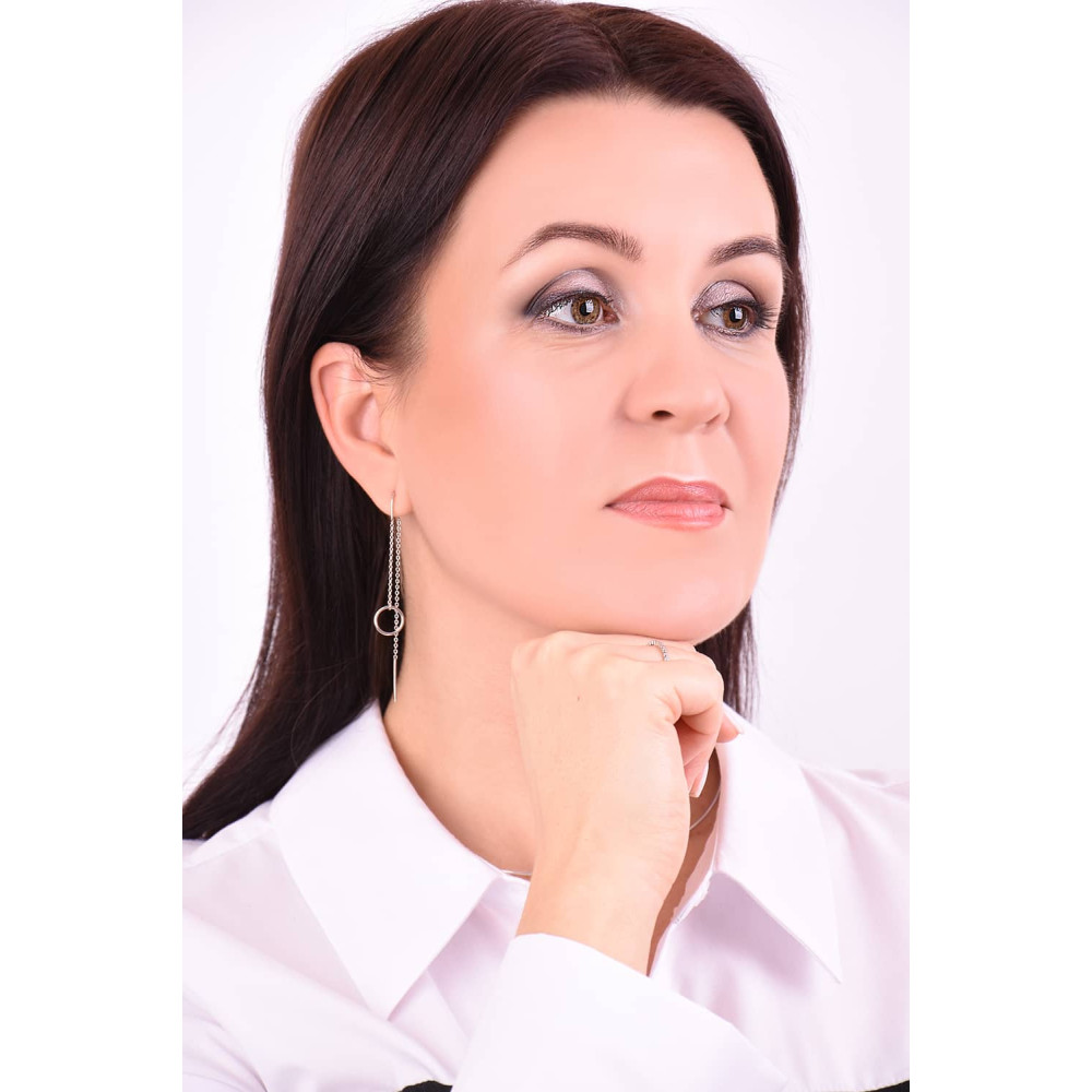 Срібні сережки-протяжки (40042) - 3