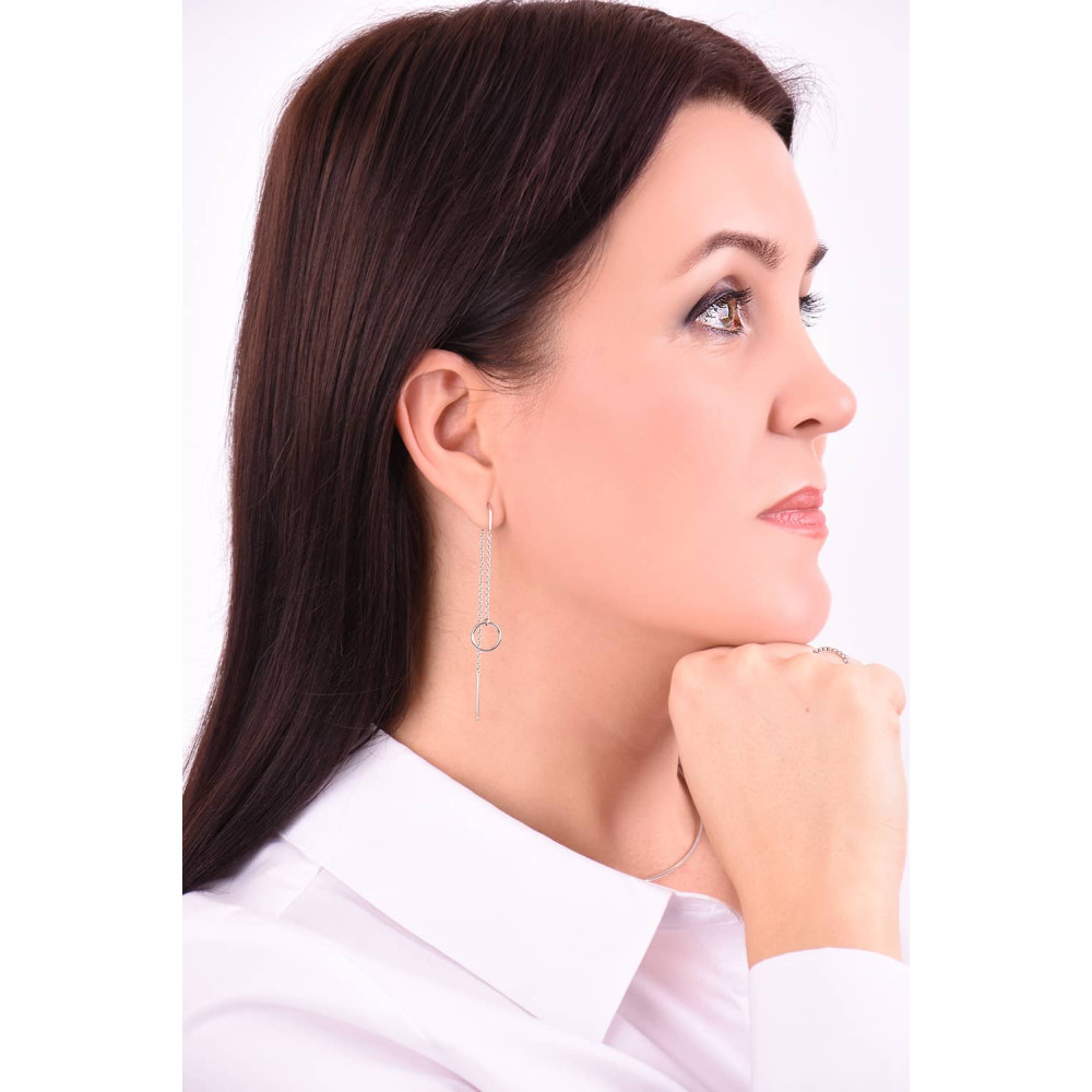 Срібні сережки-протяжки (40042) - 4