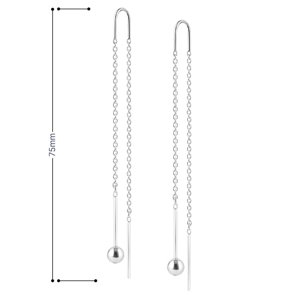 Срібні сережки-протяжки (40043) - 6