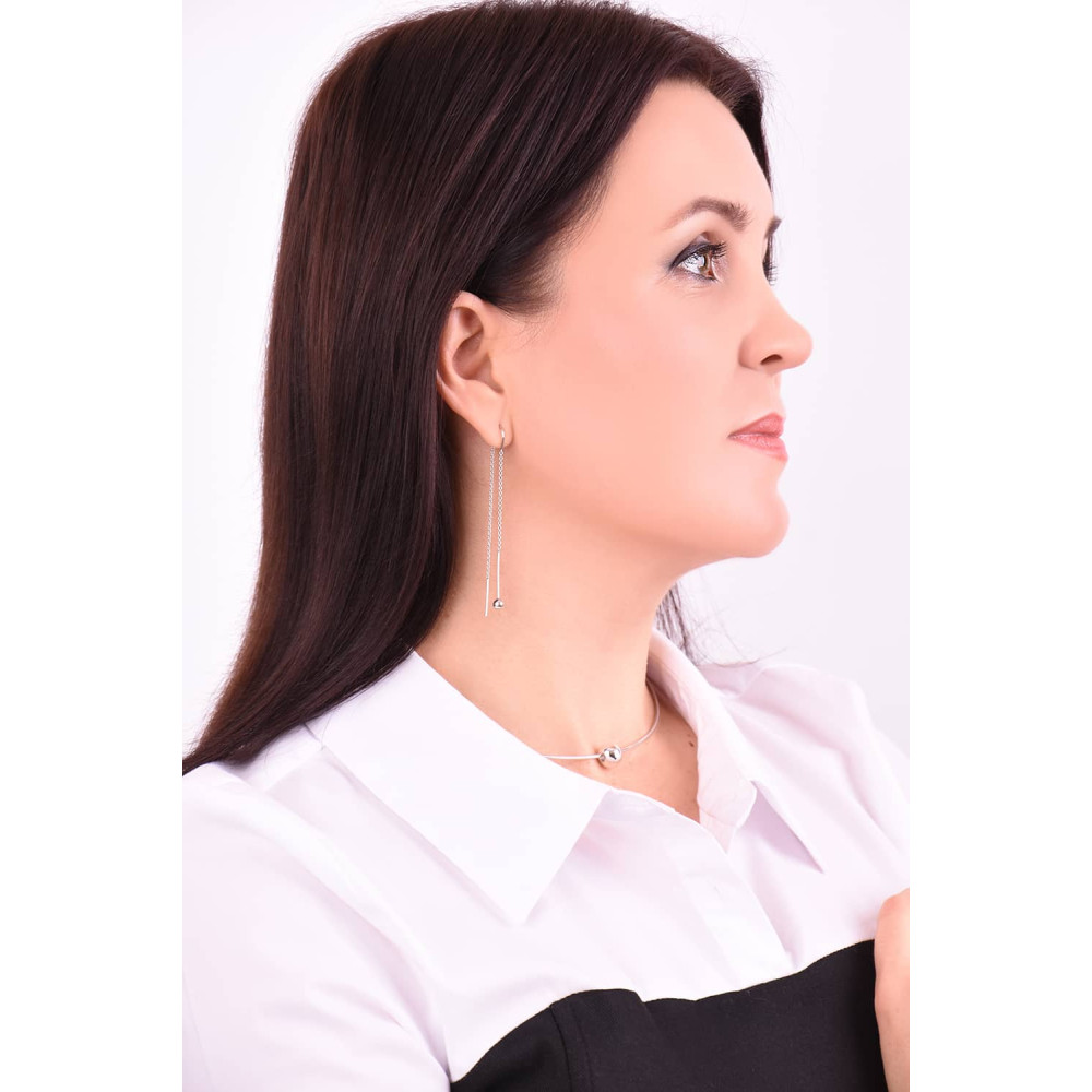 Срібні сережки-протяжки (40043) - 4