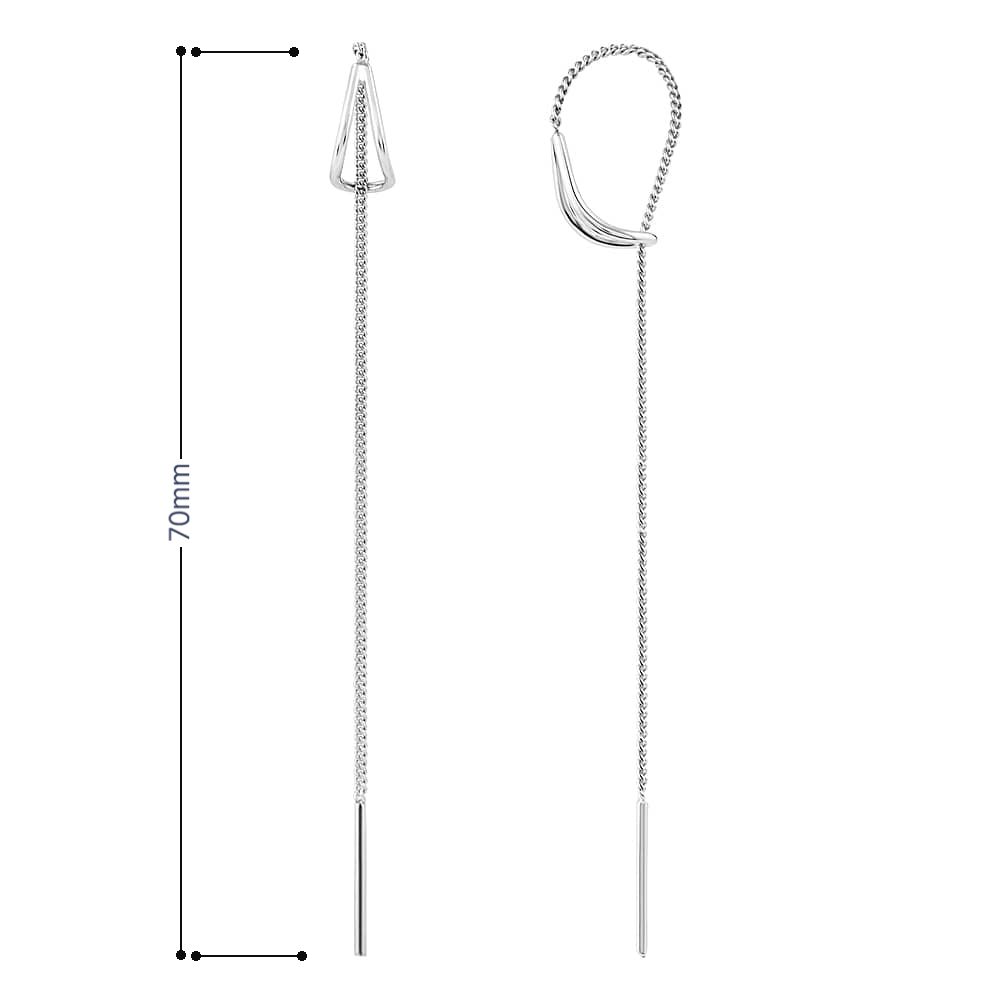 Срібні сережки-протяжки (40045) - 5