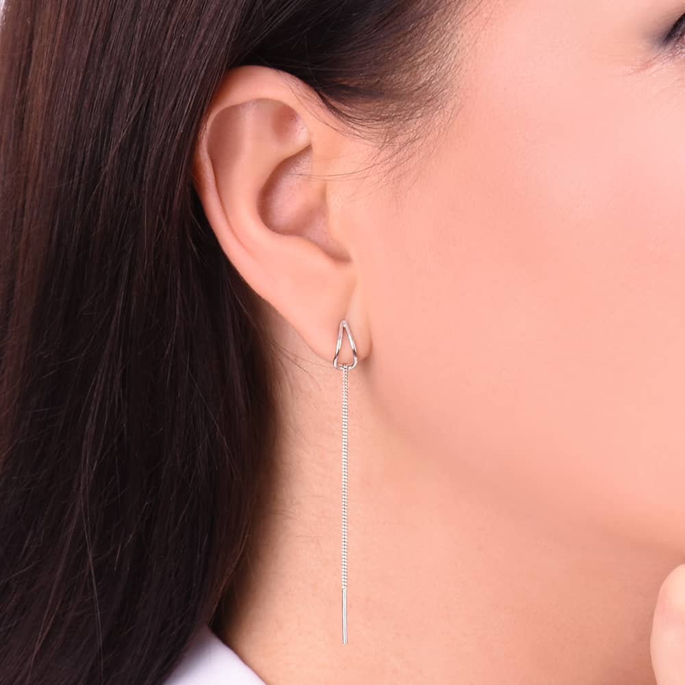 Срібні сережки-протяжки (40045) - 2