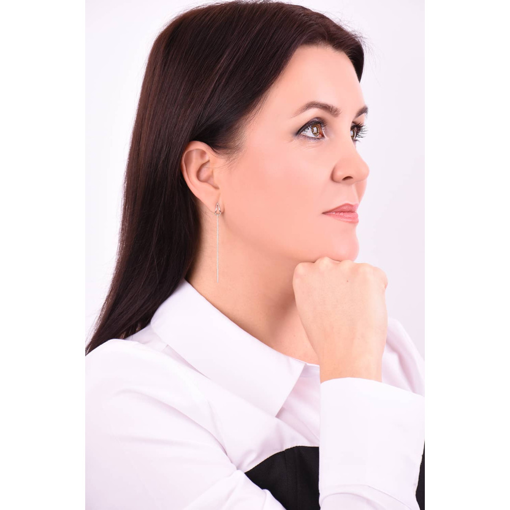 Срібні сережки-протяжки (40045) - 3