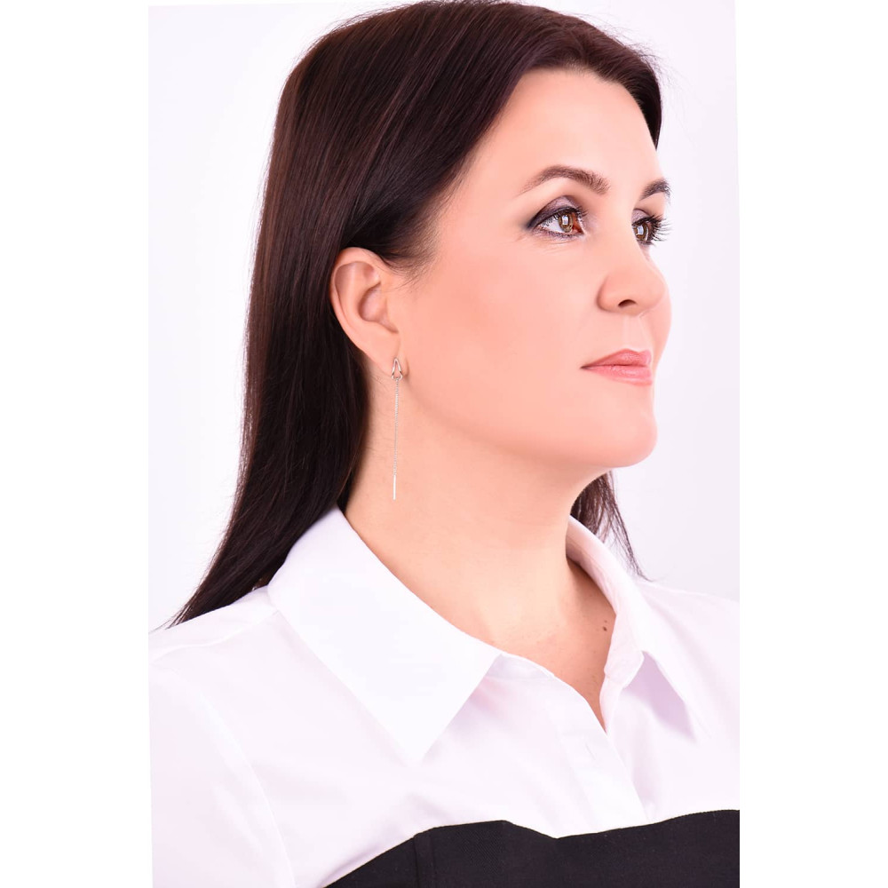 Срібні сережки-протяжки (40045) - 4