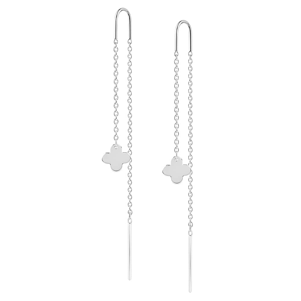 Срібні сережки-протяжки Конюшина (40047) - 1