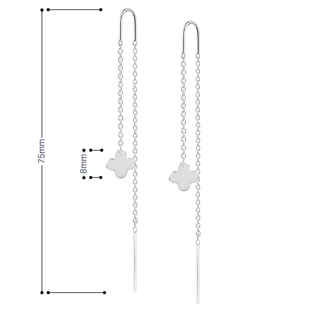 Срібні сережки-протяжки Конюшина (40047) - 5