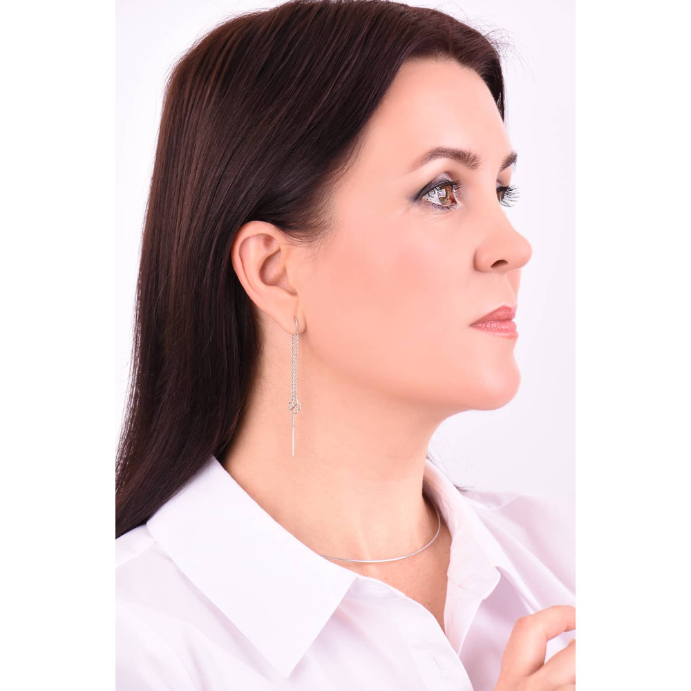 Срібні сережки-протяжки (40048) - 4